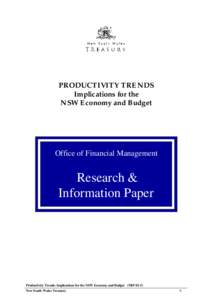 PRODUCTIVITY TRENDS Implications for the NSW Economy and Budget Office of Financial Management
