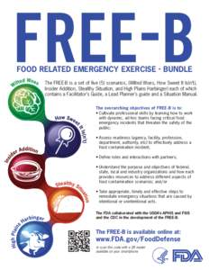FOOD RELATED EMERGENCY EXERCISE - BUNDLE The FREE-B is a set of five (5) scenarios, (Wilted Woes, How Sweet It Is(n’t), Insider Addition, Stealthy Situation, and High Plains Harbinger) each of which contains a Facilita