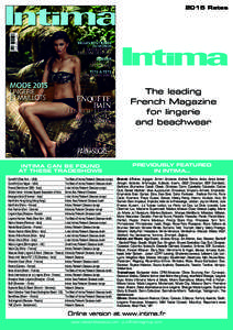 2015 Rates  The leading French Magazine for lingerie and beachwear