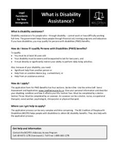 Legal Factsheets for New Immigrants  What is Disability