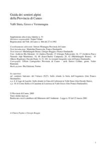Guida dei sentieri alpini della Provincia di Cuneo Valli Stura, Gesso e Vermenagna