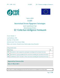 FP7 – CAPSD-CENT D2.1 Collective intelligence framework