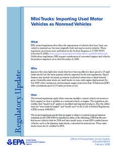 Mini Trucks: Importing Used Motor Vehicles as Nonroad Vehicles  (EPA-420-F[removed])