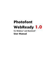 Photofont WebReady User Manual