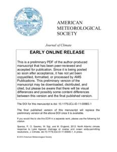AMERICAN METEOROLOGICAL SOCIETY Journal of Climate  EARLY ONLINE RELEASE