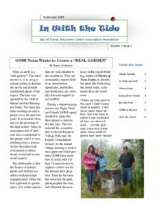 September[removed]In With the Tide Bay of Fundy Discovery Centre Association Newsletter Volume 1 issue 2