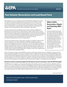 Post-Disaster Renovations and Lead-Based Paint