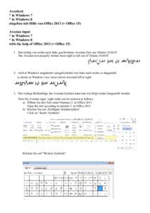Avestisch * in Windows 7 * in Windows 8 eingeben mit Hilfe von Office 2013 (= Office 15) Avestan input * in Windows 7