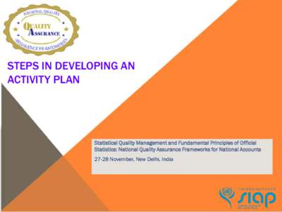 STEPS IN DEVELOPING AN ACTIVITY PLAN Statistical Quality Management and Fundamental Principles of Official Statistics: National Quality Assurance Frameworks for National AccountsNovember, New Delhi, India