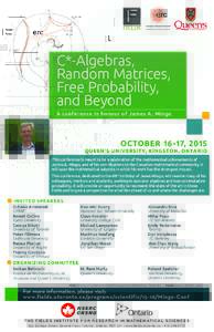 C*-Algebras, Random Matrices, Free Probability, and Beyond A conference in honour of James A . Mingo
