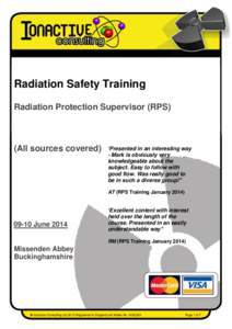 RADIATION PROTECTION SUPERVISOR TRAINING  Radiation Safety Training