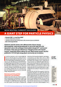 WEAk nEuTRAl CuRREnTS DISCoVERY:  A GIANT STEP FOR PARTICLE PHYSICS
