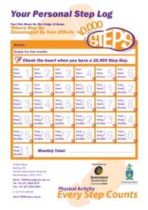 Your Personal Step Log Post This Sheet On The Fridge At Home, Others May Be Encouraged By Your Efforts Month: