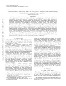 Draft version May 8, 2012 Preprint typeset using LATEX style emulateapj v[removed]A FALSE POSITIVE FOR OCEAN GLINT ON EXOPLANETS: THE LATITUDE-ALBEDO EFFECT Nicolas B. Cowan1,2 , Dorian S. Abbot3 , Aiko Voigt4