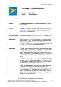 EASA SIB No.: 2009-28R1  EASA Safety Information Bulletin SIB No.: Issued: