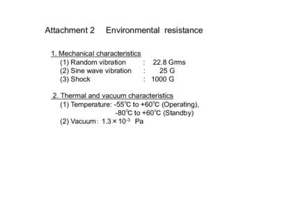 Attachment 2  Environmental resistance 1. Mechanical characteristics (1) Random vibration