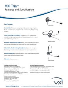 VXi Tria™ Features and Specifications Key Features Over-the-ear