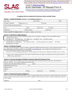 SLAC Dosimeter / ID Request Form A