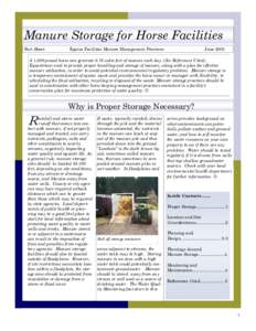 Manure Storage for Horse Facilities Fact Sheet Equine Facilities Manure Management Practices  June 2003
