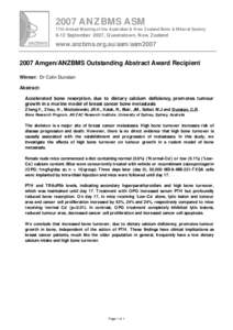 2007 Amgen/ANZBMS Outstanding Abstract Award Recipient