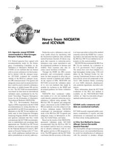 Corners  News from NICEATM and ICCVAM U.S. Agencies accept ICCVAMrecommended In Vitro Estrogen Receptor Testing Methods