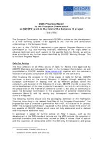 CEIOPS-SEC[removed]Sixth Progress Report to the European Commission on CEIOPS’ work in the field of the Solvency II project (July 2006)
