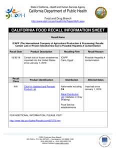 State of California—Health and Human Services Agency  California Department of Public Health Food and Drug Branch http://www.cdph.ca.gov/HealthInfo/Pages/fdbFr.aspx