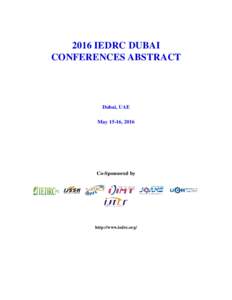 2016 IEDRC DUBAI CONFERENCES ABSTRACT Dubai, UAE May 15-16, 2016