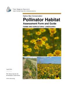 Native Bee Conservation  Pollinator Habitat Assessment Form and Guide FARMS AND AGRICULTURAL LANDSCAPES