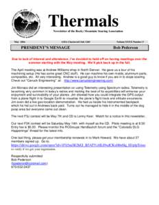 Thermals Newsletter of the Rocky Mountain Soaring Association MayAMA Chartered Club 1245