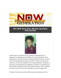 BIG NOW Generation Member Spotlight - Kamille Green