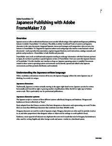 1  Adobe FrameMaker 7.0 Japanese Publishing with Adobe FrameMaker 7.0