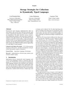 Preprint  Storage Strategies for Collections in Dynamically Typed Languages Carl Friedrich Bolz