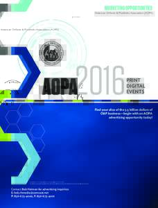 MARKETING OPPORTUNITIES  American Orthotic & Prosthetic Association (AOPA) 2016