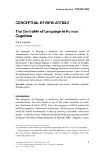 The Centrality of Language in Human Cognition