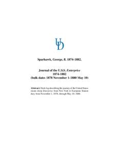 Sparhawk, George, fl[removed]Journal of the U.S.S. Enterprise[removed]bulk dates 1878 November[removed]May 10)
