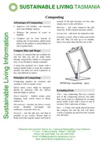 SUSTAINABLE LIVING TASMANIA Composting Sustainable Living Information  Advantages of Composting