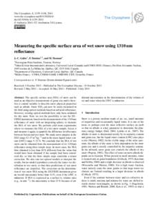 The Cryosphere, 8, 1139–1148, 2014 www.the-cryosphere.netdoi:tc © Author(sCC Attribution 3.0 License.  Measuring the specific surface area of wet snow using 1310 nm