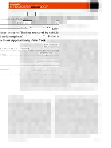 J. metamorphic Geol., 2014, 32, 113–132  doi:jmgLate-stage orogenic loading revealed by contact metamorphism in the northern Appalachians, New York