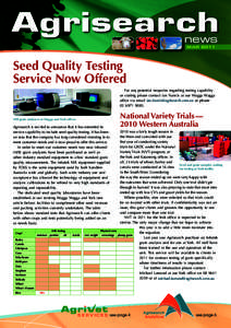 Agrisearch news MAR 2011 Seed Quality Testing Service Now Offered