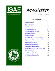 ISAE newsletter www.applied-ethology.org Issue 36  June[removed]Contents