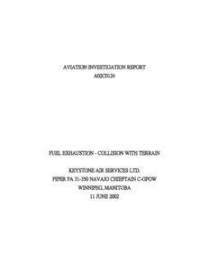 AVIATION INVESTIGATION REPORT A02C0124