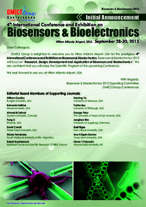Biosensors & BioelectronicsInitial Announcement 4th International Conference and Exhibition on