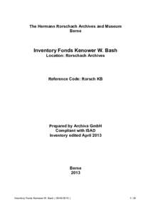 Inventory Fonds Kenower W. Bash