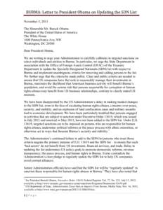 Microsoft Word - Joint Letter to President Obama on Updating Burma Financial Sanctions.docx