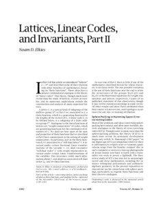 Coding theory / E8 lattice / Modular form / Theta function / Enumerator polynomial / Dual code / Ternary Golay code / Lattice / Even code / Abstract algebra / Mathematics / Mathematical analysis