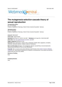Article ID: WMC004367  ISSNThe mutagenesis-selection-cascade theory of sexual reproduction