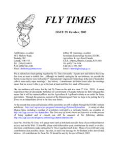FLY TIMES ISSUE 29, October, 2002 Art Borkent, co-editor 1171 Mallory Road, Enderby, B.C.