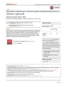 F1000Research 2016, 5(F1000 Faculty Rev):413 Last updated: 01 APRREVIEW Eph-ephrin signaling in nervous system development [version 1; referees: 2 approved]