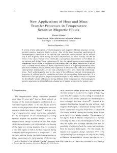 Brazilian Journal of Physics, vol. 25, no. 2, June, 1995  New Applications of Heat and Mass